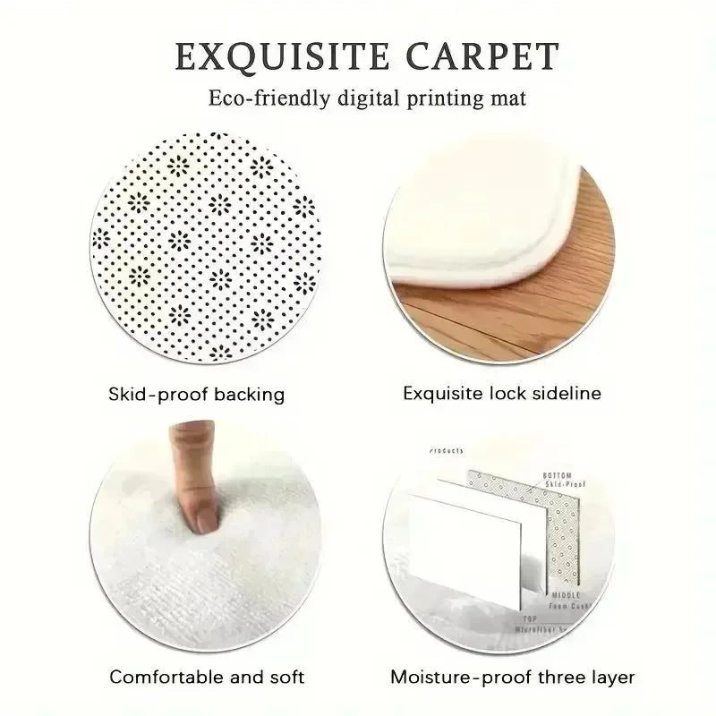 Green Abstract Line Art Area Rug – Modern Minimalist Floor Mat