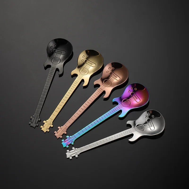 Guitar Shaped Stainless Steel Coffee Spoons | Set of 1 or 5