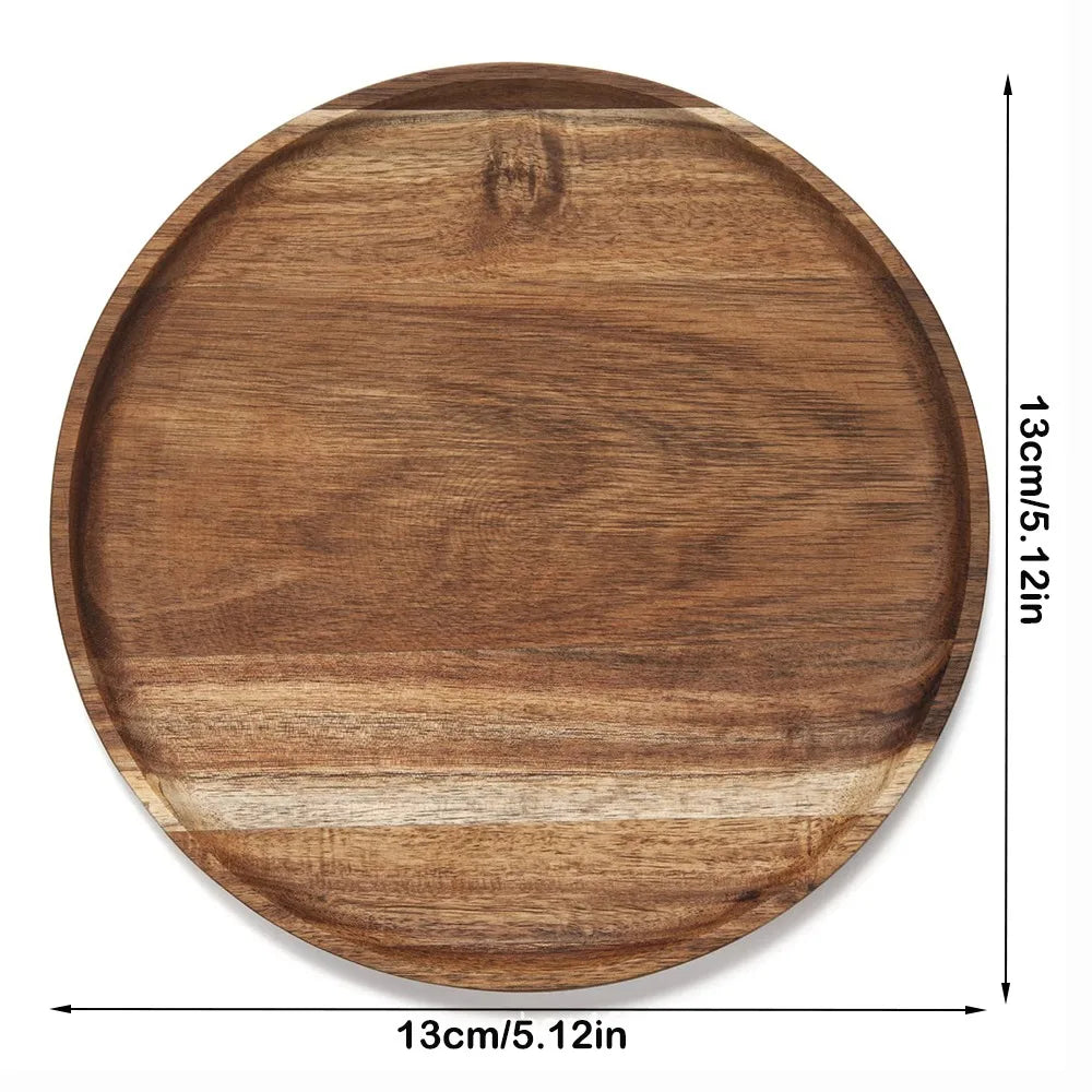 Round Wooden Serving Tray – Vintage Décor & Dessert Platter
