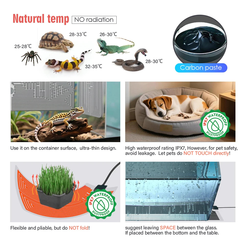 Reptile Heating Pad with Temperature Controller | 5W–45W