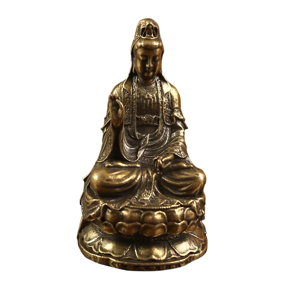 Mini Brass Guanyin Statue | Buddhist Figurine Feng Shui Decor