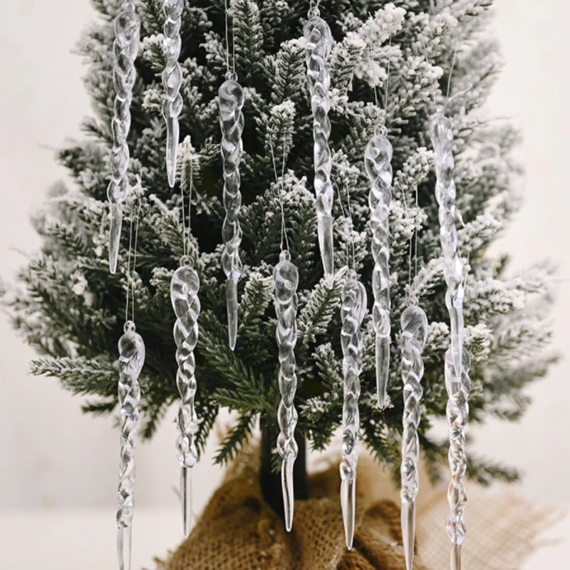 12-Pack Transparent Ice Cone Christmas Tree Pendants | DIY Décor