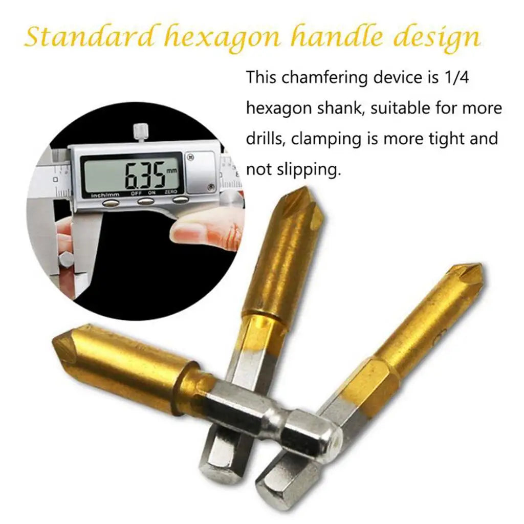 HSS Countersink Drill Bit Set – 1/4" Hex Shank 5 Flute 90°