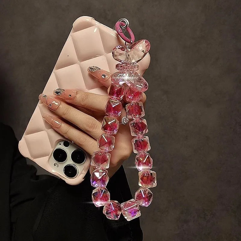 Crystal Butterfly Phone Charm Wrist Strap & Keychain Lanyard