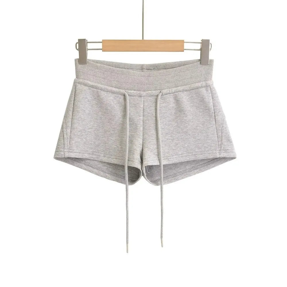 Women's Drawstring Sports Shorts – Slim Fit Casual | Black & Grey