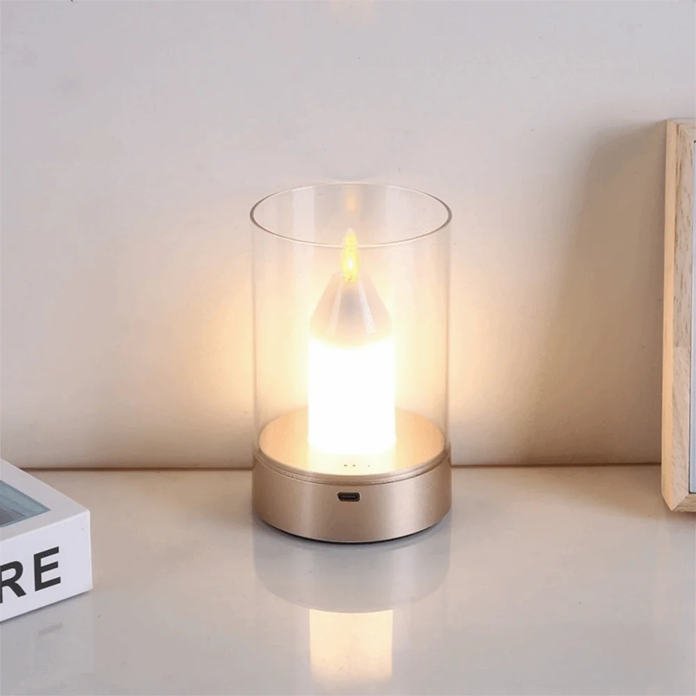 Rechargeable Flameless LED Candle Night Light – Dimmable Warm