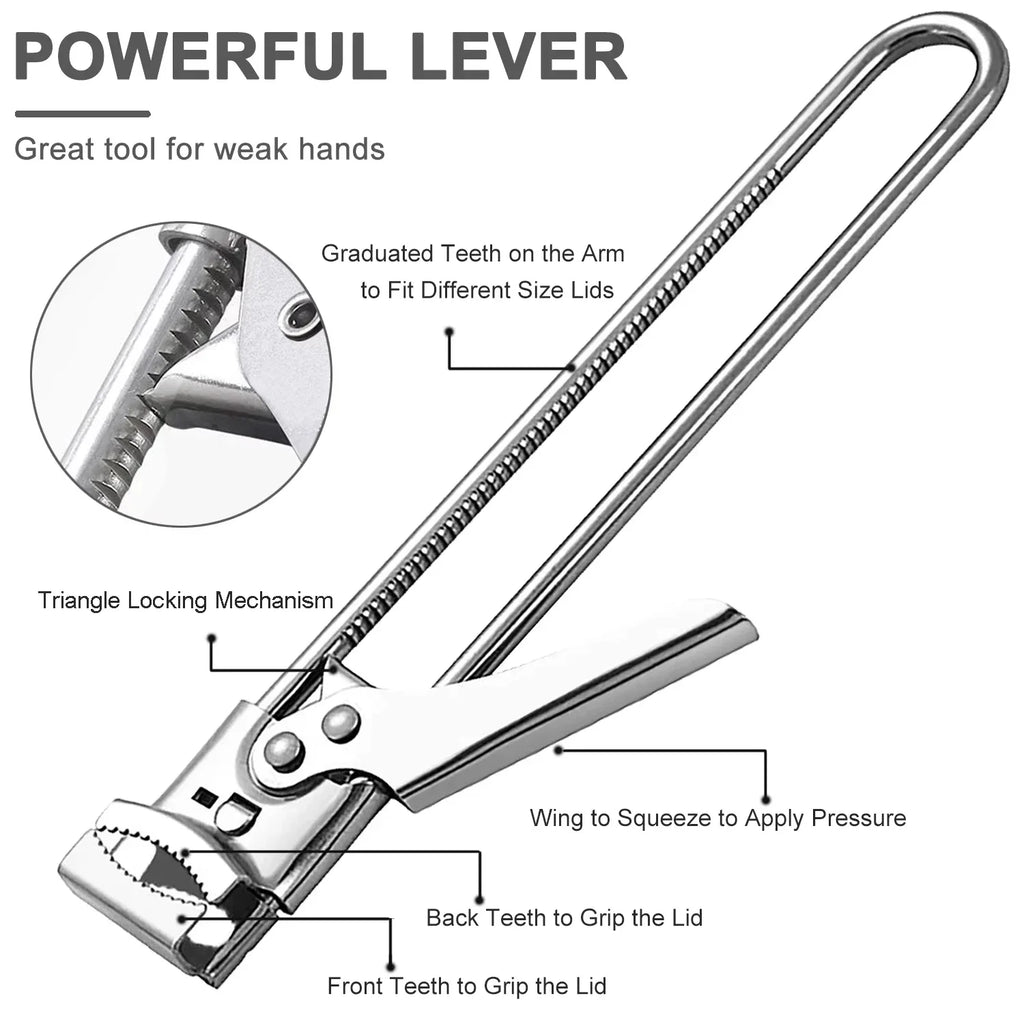 Adjustable Stainless Steel Multifunction Manual Jar & Bottle Opener