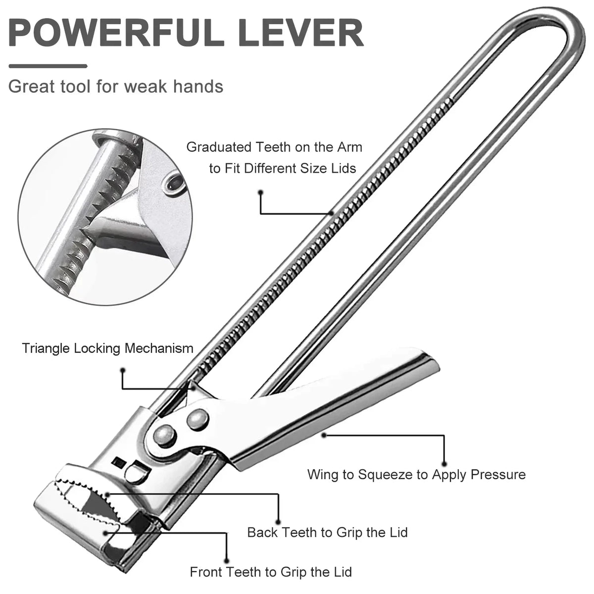 Adjustable Stainless Steel Multifunction Manual Jar & Bottle Opener