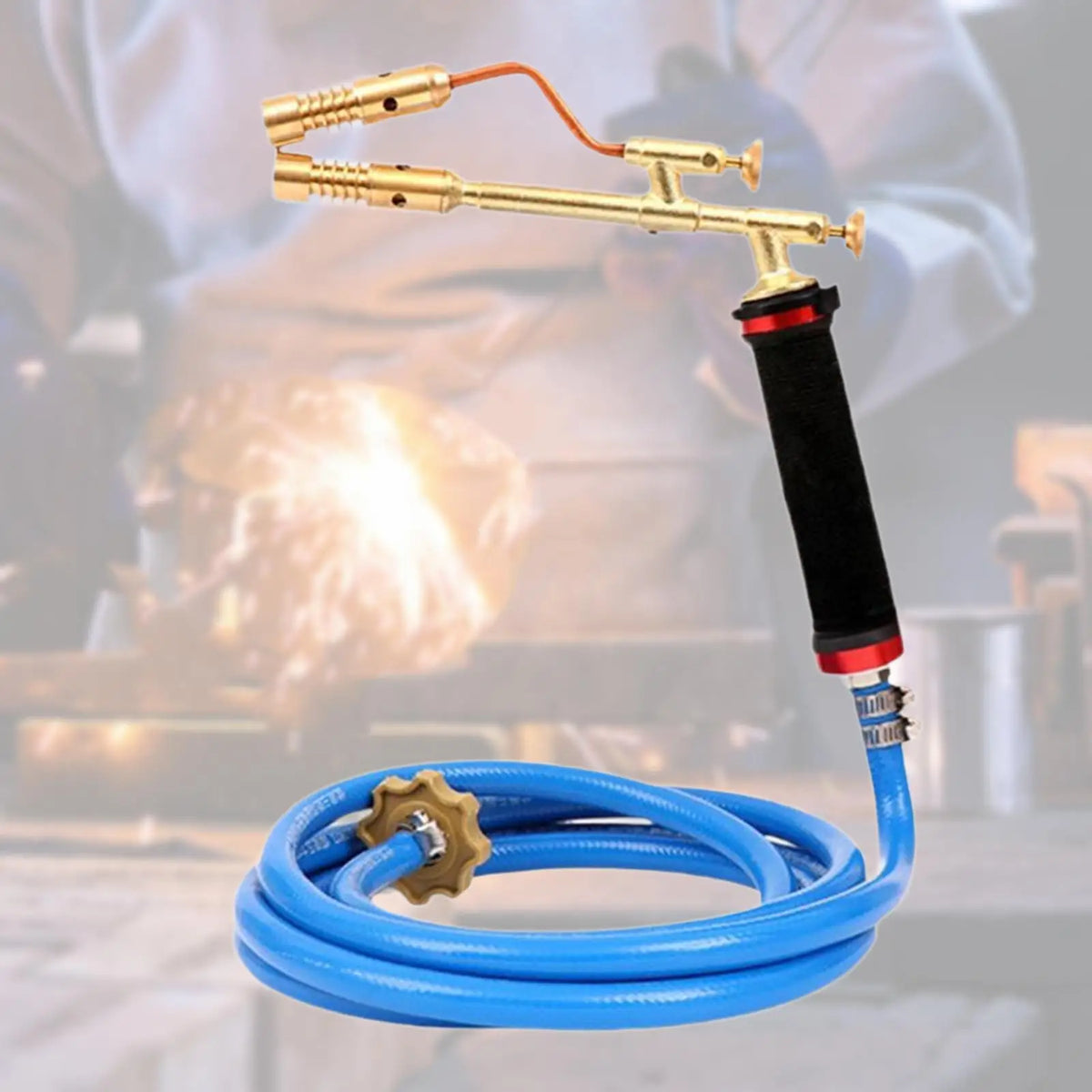 Double-Head Copper Propane Welding Torch + 5m Hose