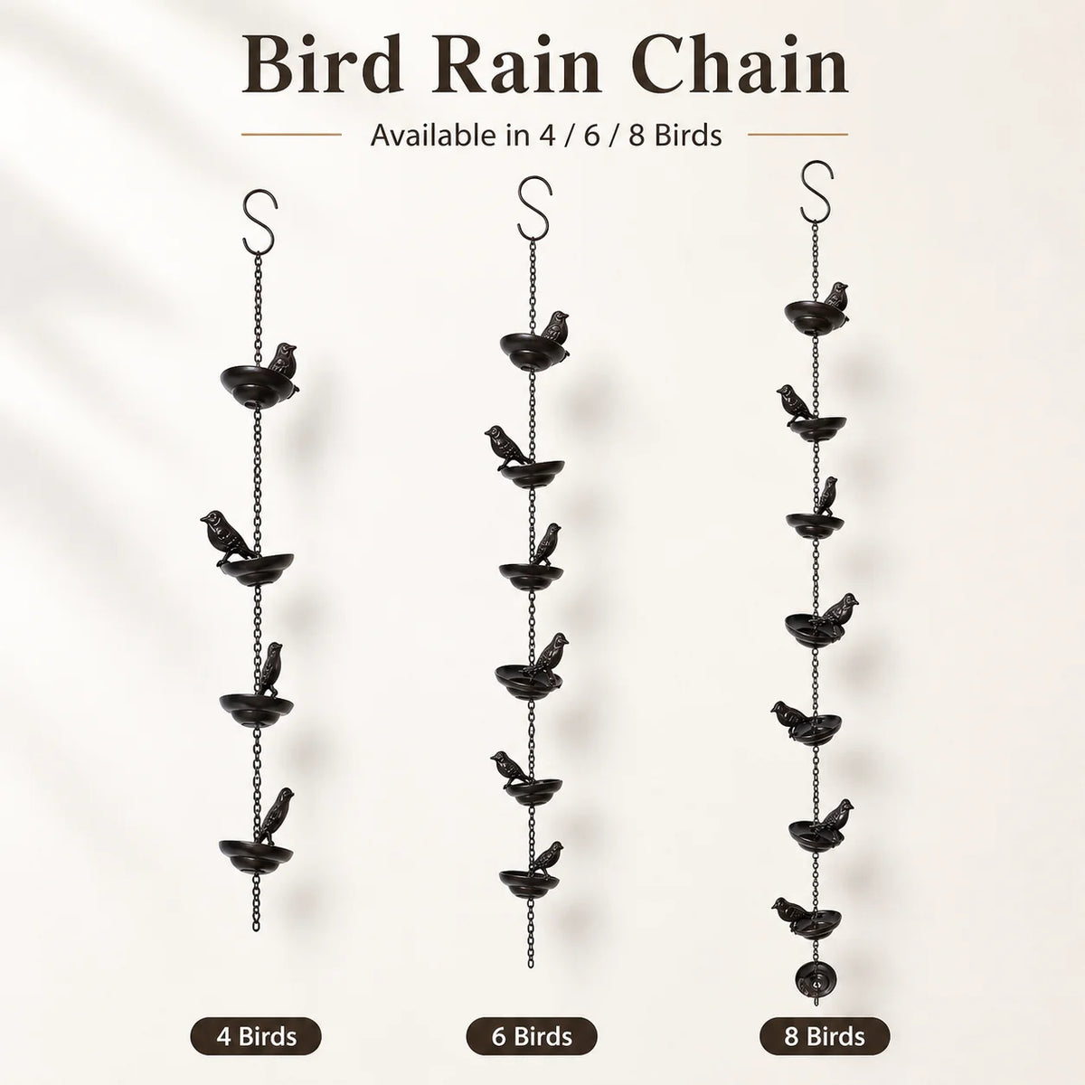 Iron Birds Rain Chain – Garden Outdoor Hanging Decoration