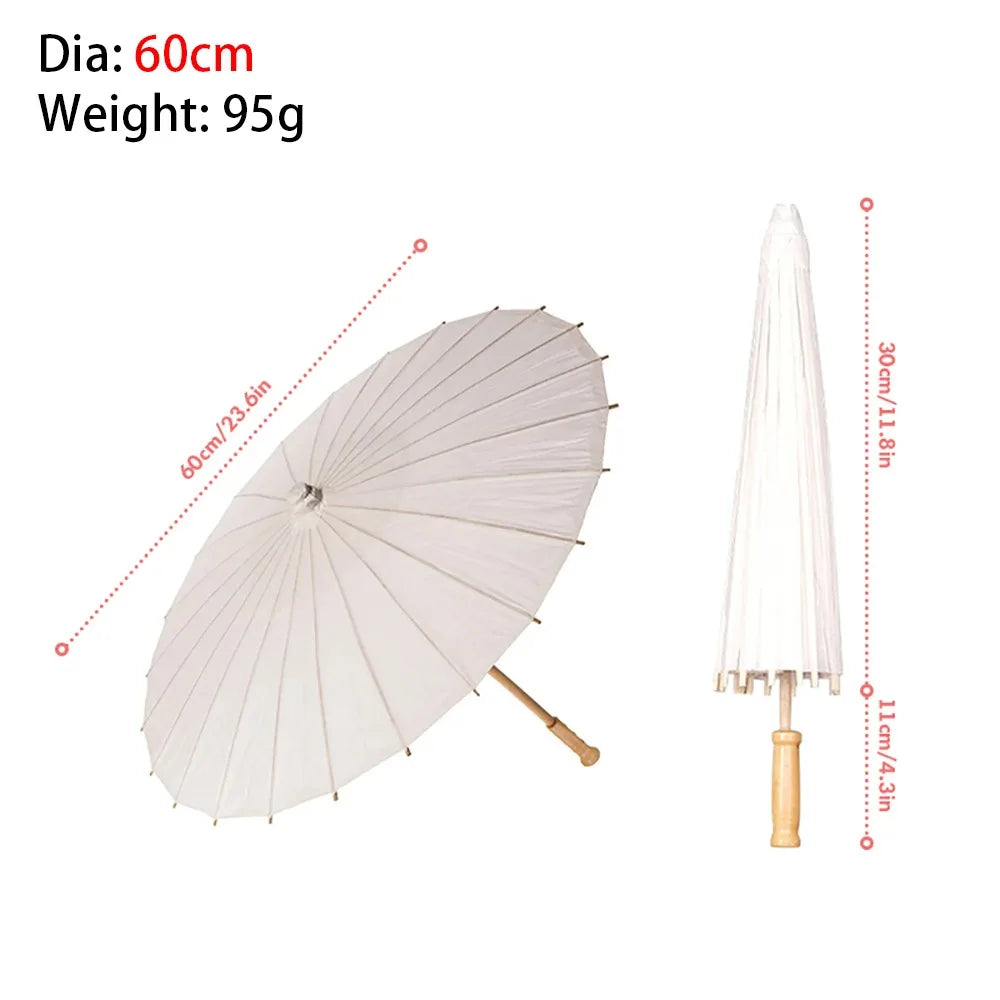Handmade White Paper Umbrella – Wedding & Photo Prop | 60/84cm