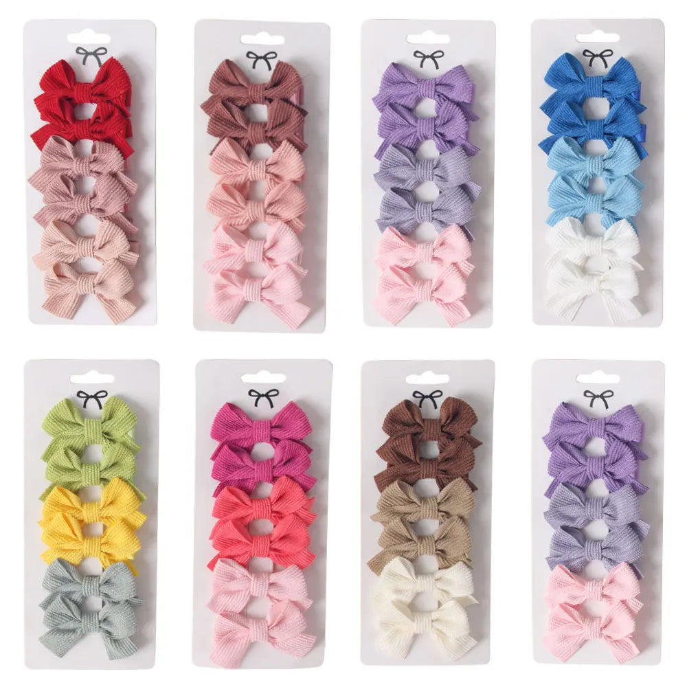 Baby Girls Cartoon Hair Bow Clips – 72-Piece Waffle Fabric Set