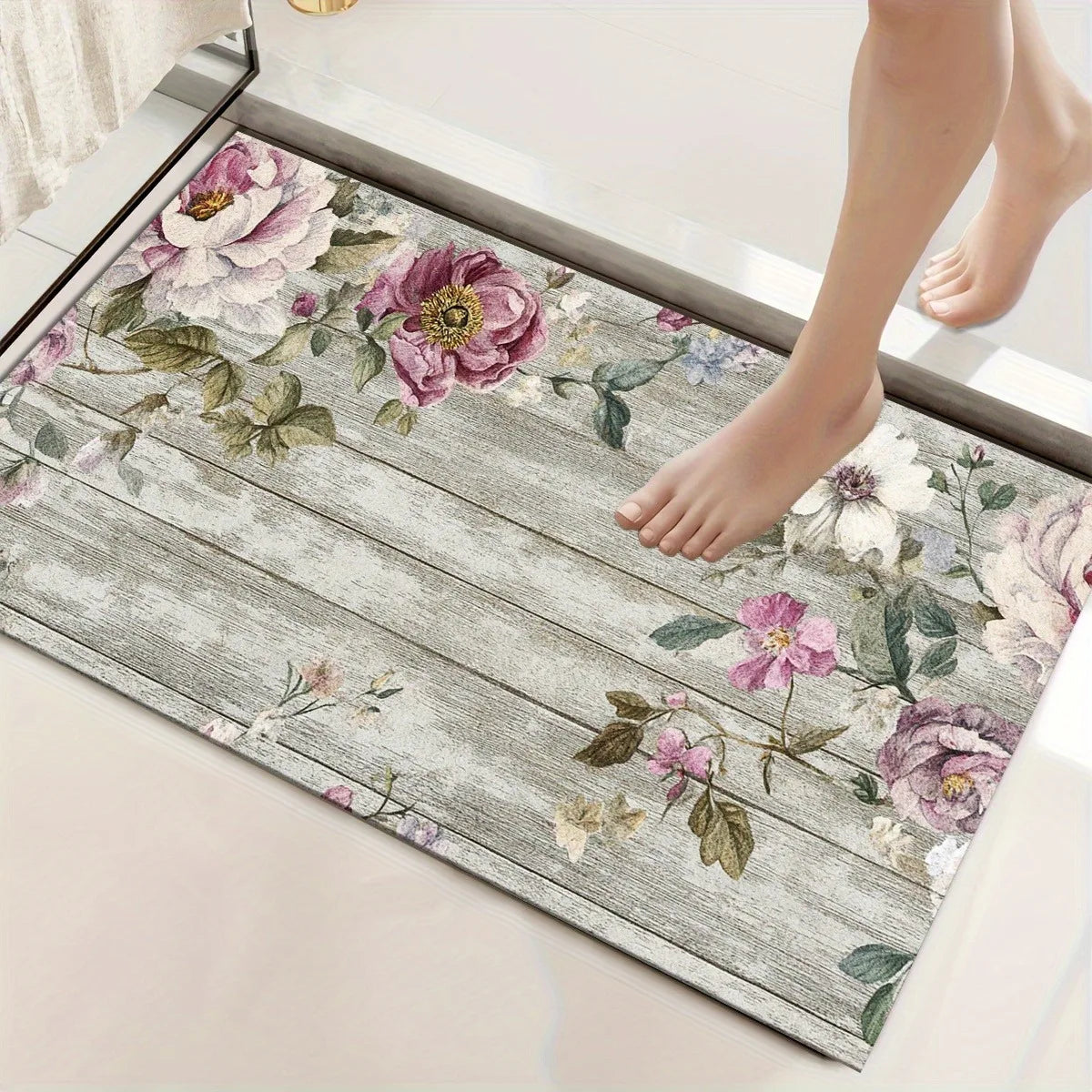 Retro Floral Anti-Slip Floor Mat | Washable Doormat 40x60cm