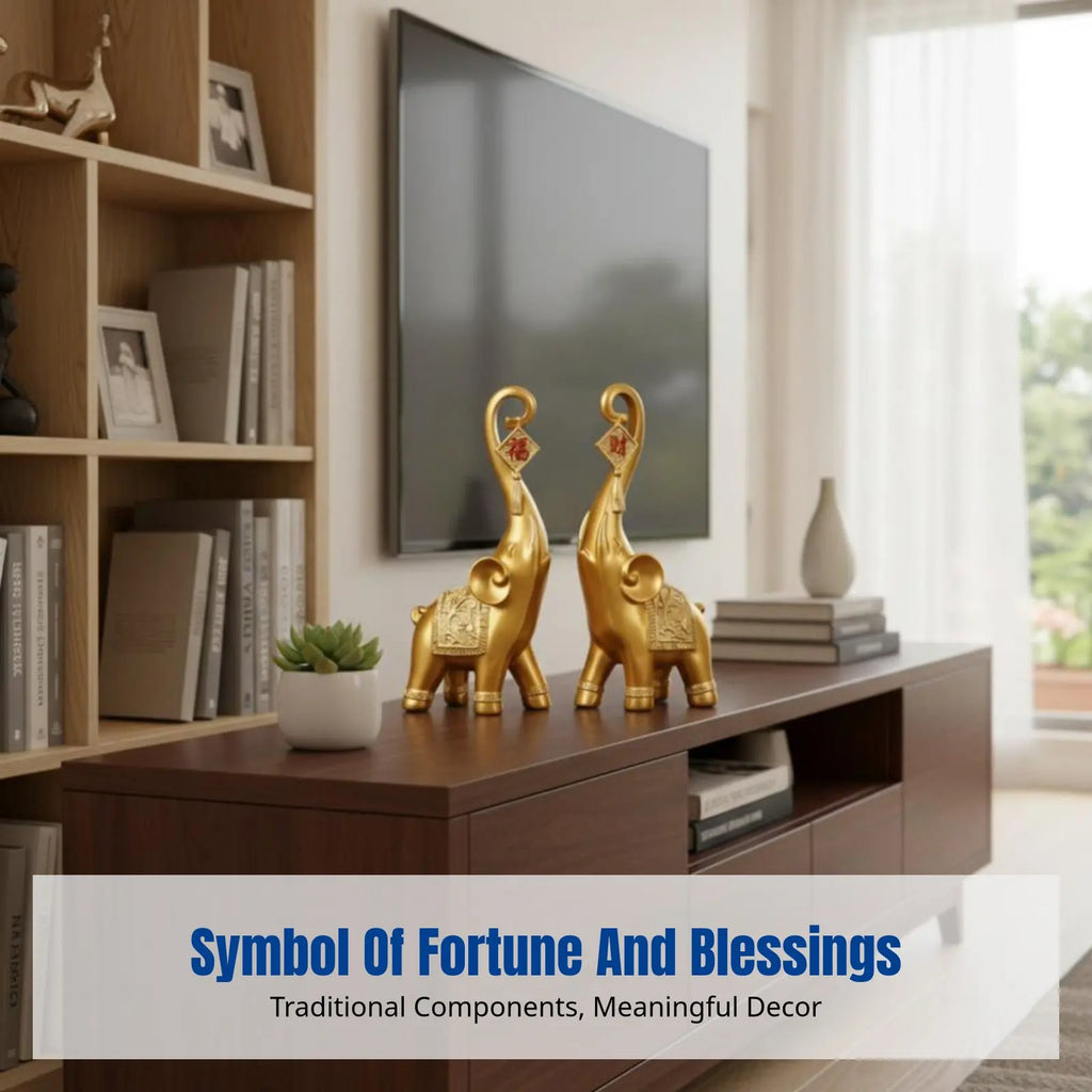 Modern Elephant Resin Figurine – Fortune & Blessing Home Decor
