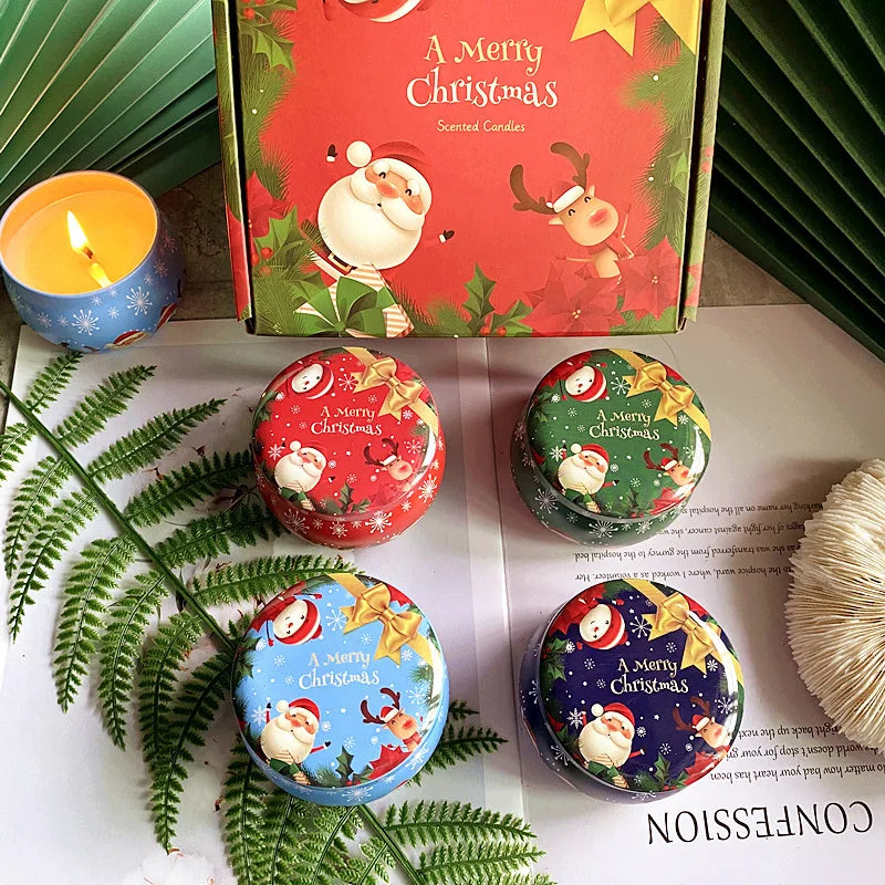 Christmas Round Tin Candy Jar – Festive Metal Storage Can