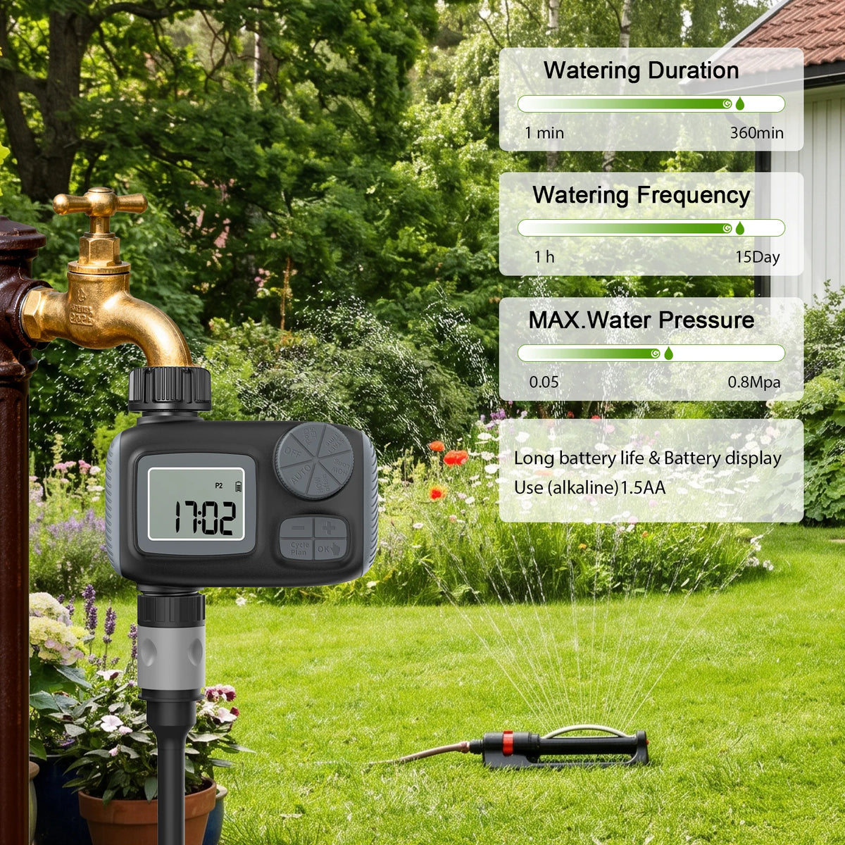 Smart LCD Garden Water Timer & Mist Spray Cooling Kit
