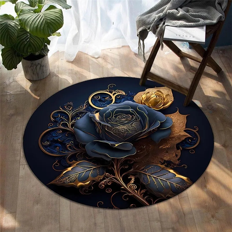 Tree of Life Round Area Rug – Modern Polyester Floor Mat