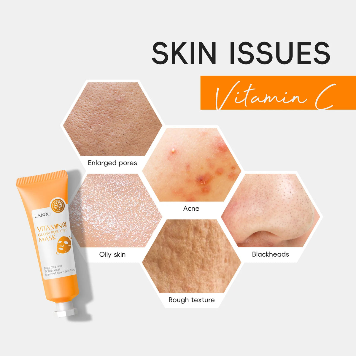 LAIKOU Vitamin C Peel-Off Face Mask – Pore Cleansing & Glow