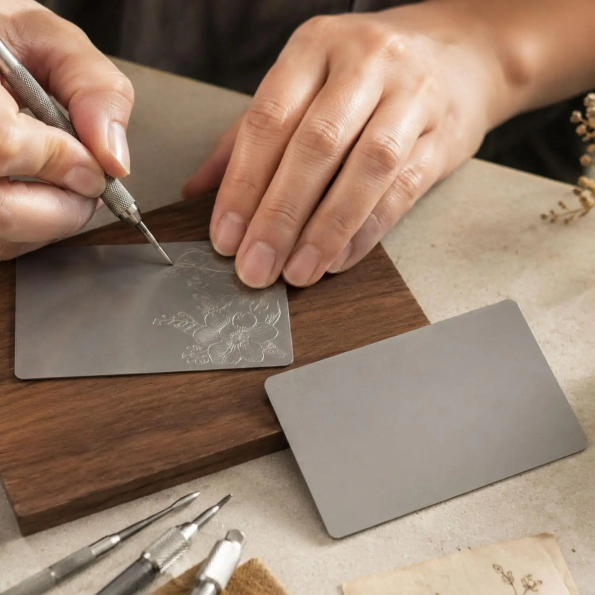 Stainless Steel Blank DIY Metal Business Cards – 5-Pack