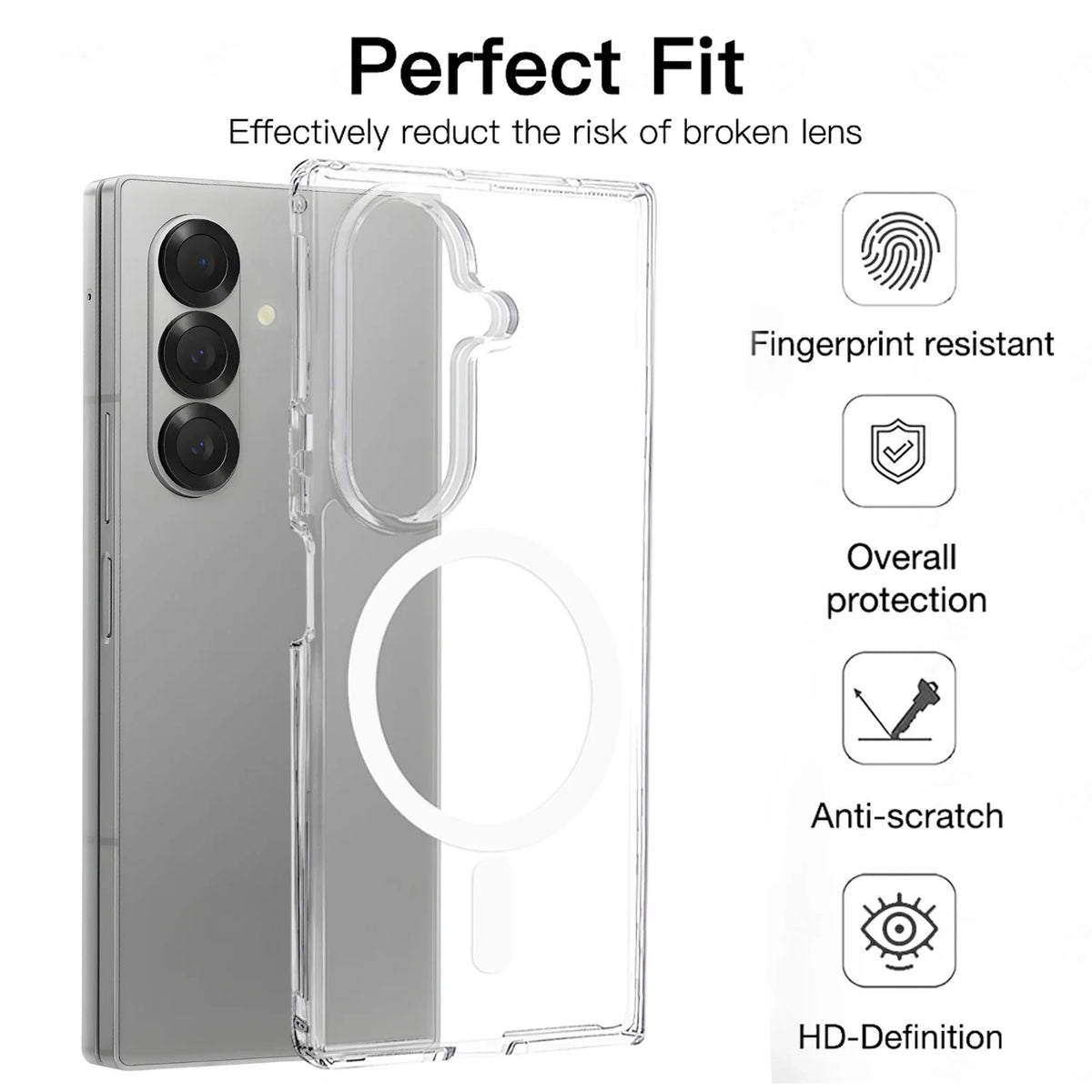 Transparent Magnetic Case Samsung Galaxy Z Fold 7 – MagSafe