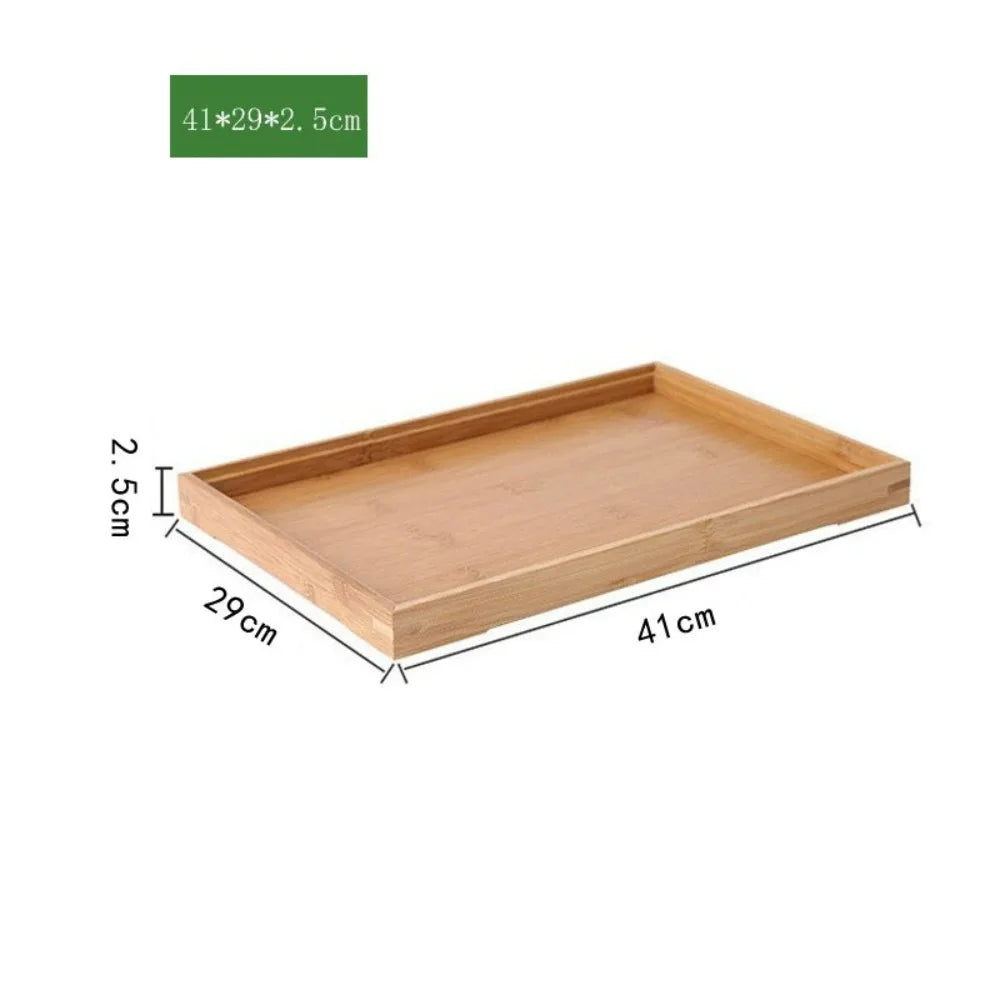 Retro Bamboo Wood Rectangular Storage Tray – Tea & Home