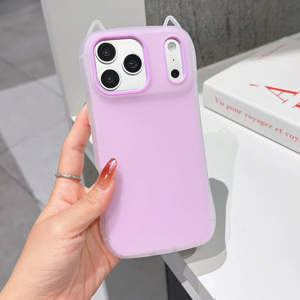 2-in-1 Cat Ear Silicone iPhone Case | Shockproof Cover