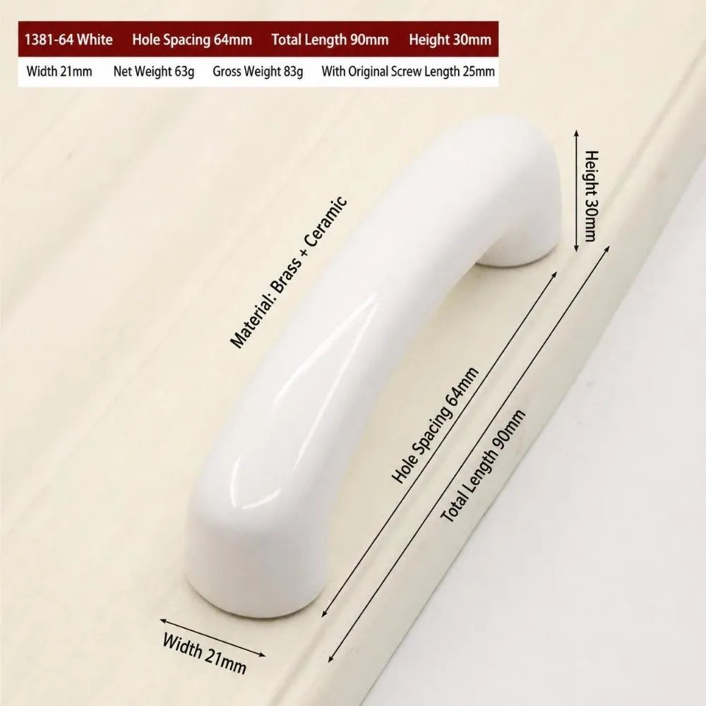 Ceramic Bow Cabinet Handle | 64mm Colorful Glaze Drawer Pull