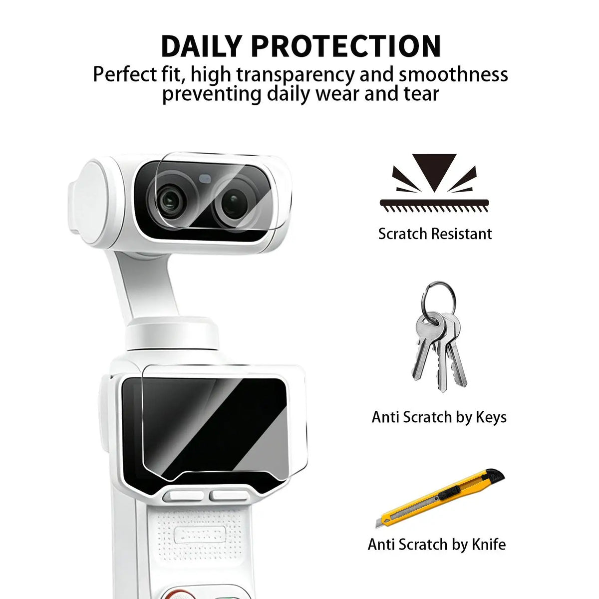 Tempered Glass Screen Protector for Insta360 Luna Ultra | 2-in-1