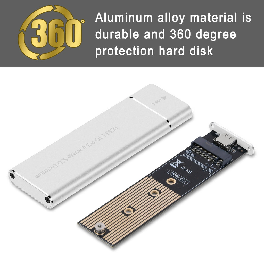 M.2 NVMe SSD Enclosure 2230–2280 USB-C 10Gbps Aluminum Case