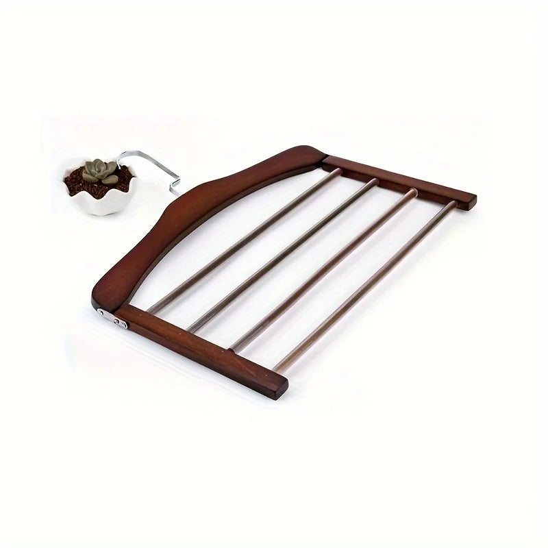 Solid Wood Multi-Tier Trouser & Coat Rack | Flocked Storage