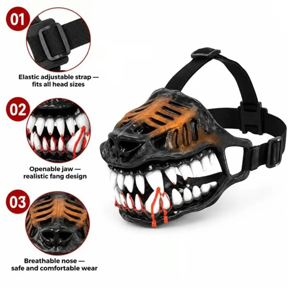 Monster Dog Muzzle – Hell Hound Scary Teeth, S to XL