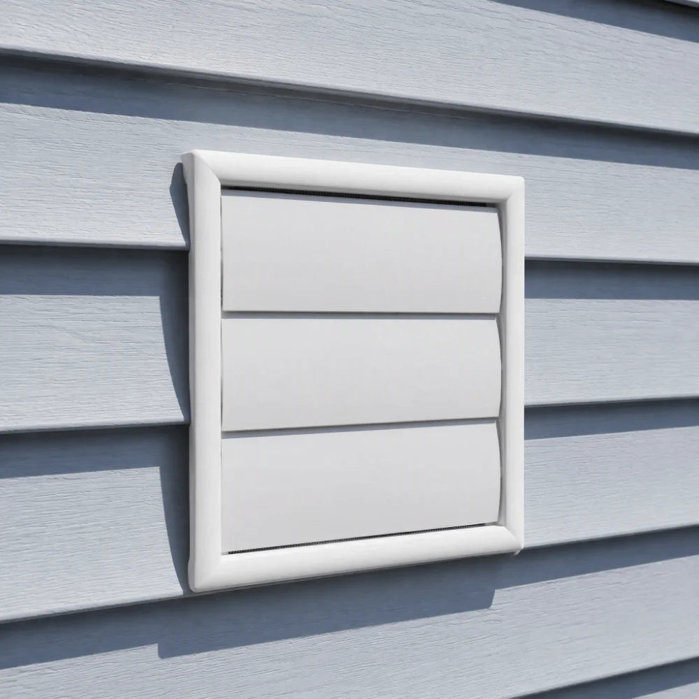 6-Inch Louvered Wall Vent Grille with Fly Screen – White