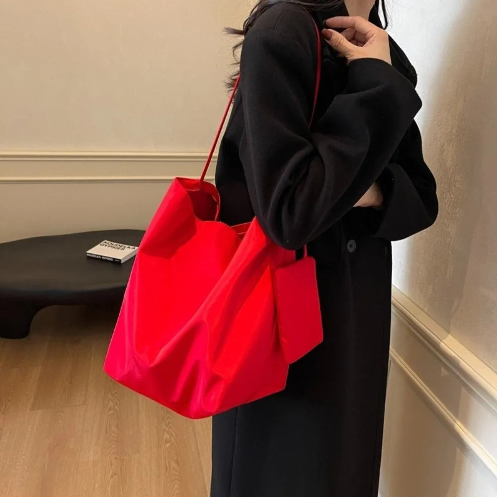 Large Capacity Soft Nylon Shoulder Tote Bag for Women