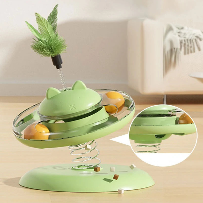 Cat Play Disc Toy – Track Ball, Food Leakage & Turntable