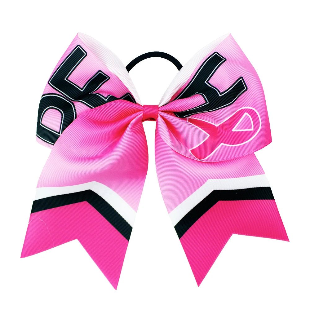 20-Pack 8" Pink Ribbon Cheer Bow Hair Ties for Girls & Women