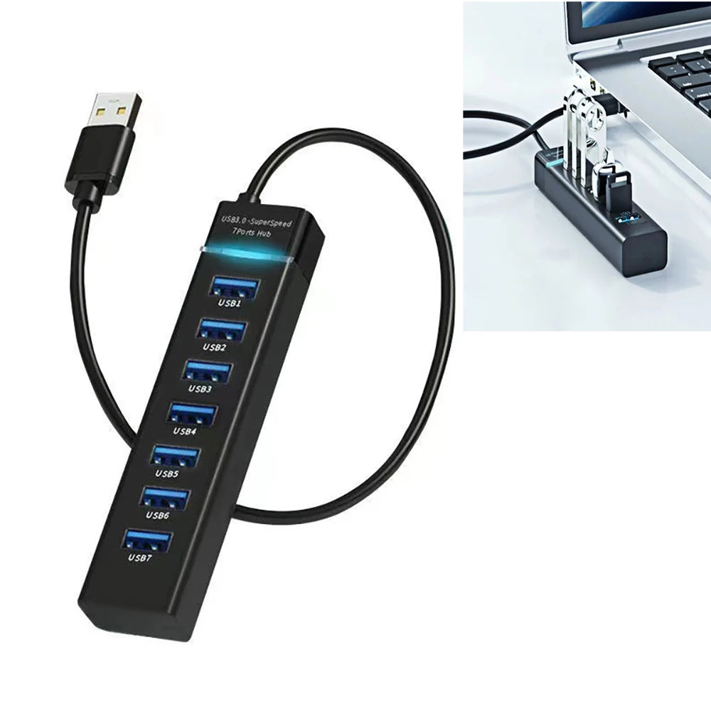 OULLX 7-Port USB 3.0 & 2.0 Hub Splitter with DC Power Port