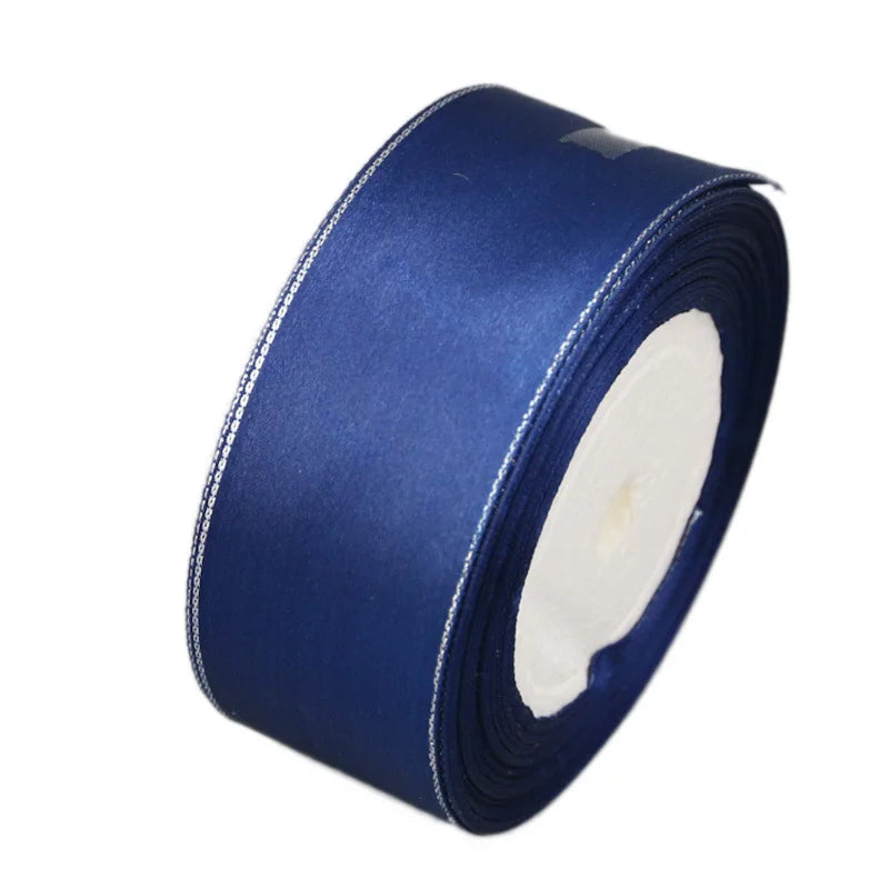 White Silver Edge Satin Ribbon 25 Yards – Gift & Craft