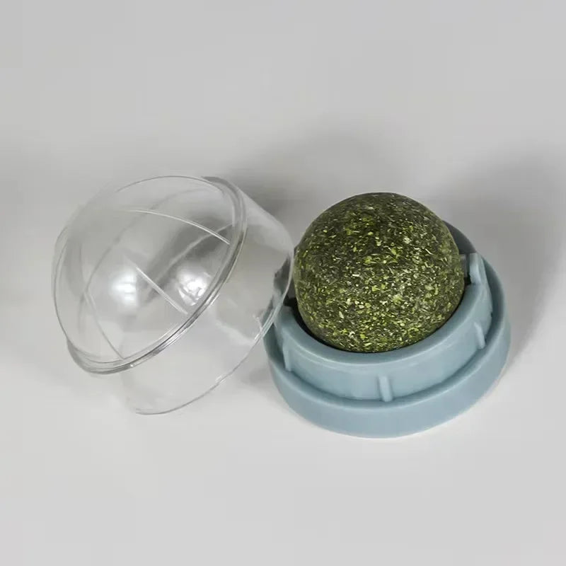 Catnip Wall Sticky Ball Toy – Natural Cat Grass Grooming Snack