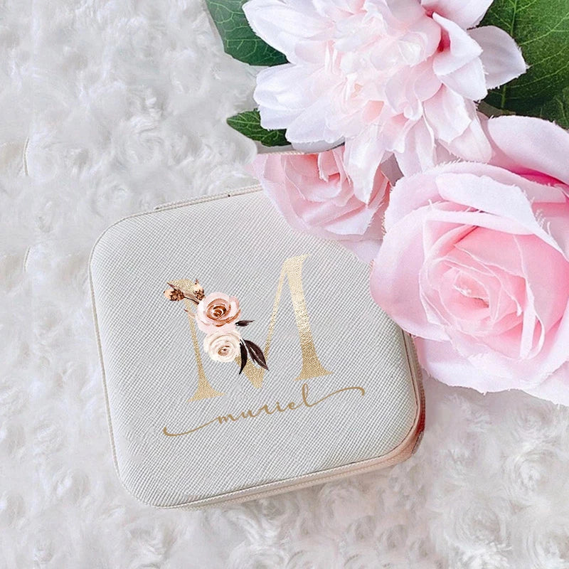 Personalised Initial Travel Jewellery Box – Zipper Gift Case