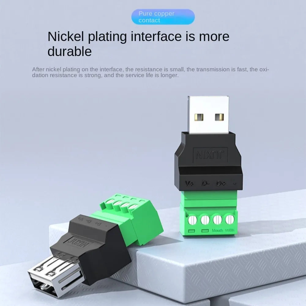 USB 2.0 Type A 4-Pin Screw Terminal Connector – No Solder