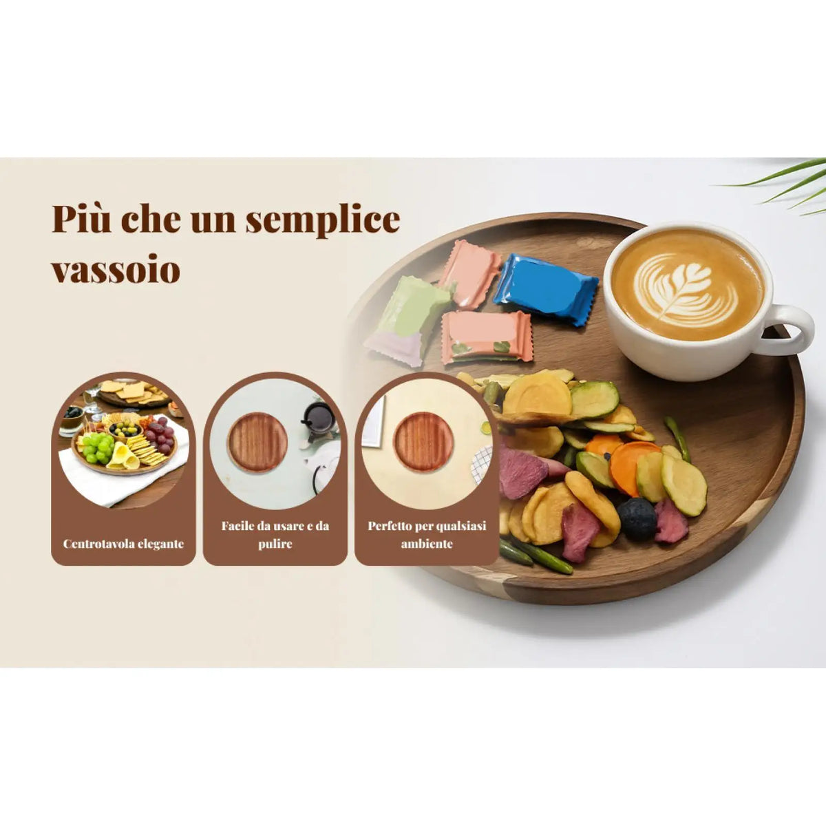 Kesoto Wooden Serving Tray | Coffee, Tea & Breakfast Platter