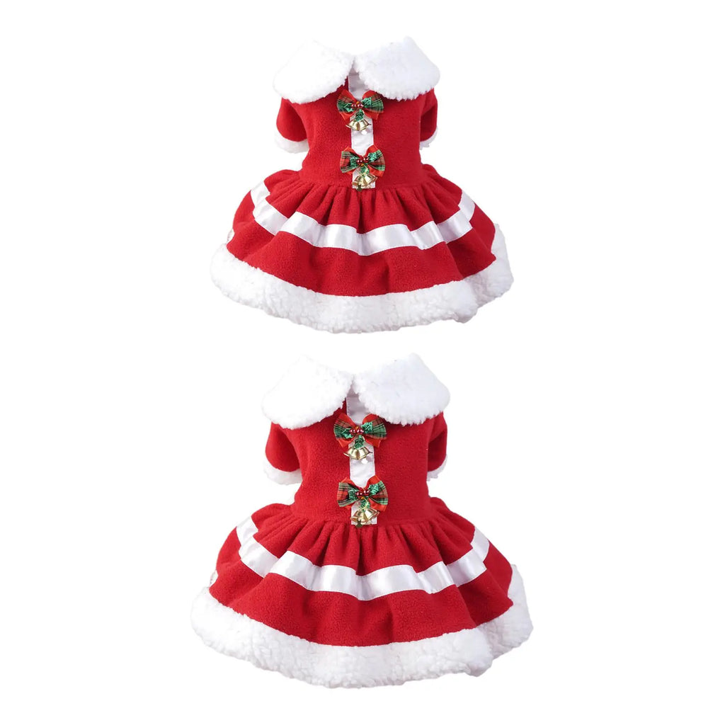 Dog Christmas Costume Dress – Fleece Santa Outfit Small Dogs