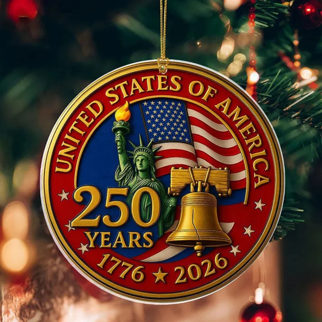 USA 250th Anniversary Bell Ornament | Patriotic Acrylic Decor