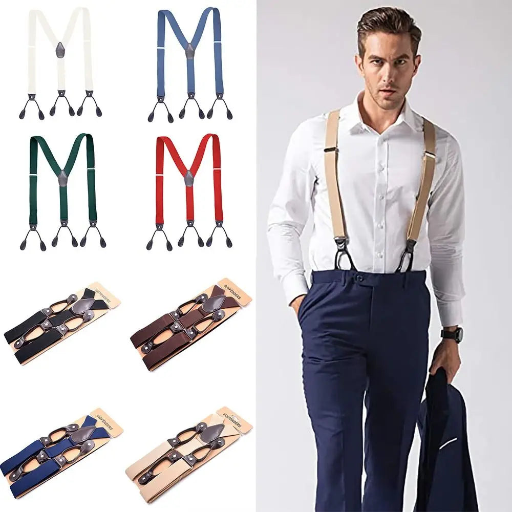 Vintage Y-Back Elastic Suspenders – Unisex Adjustable Braces
