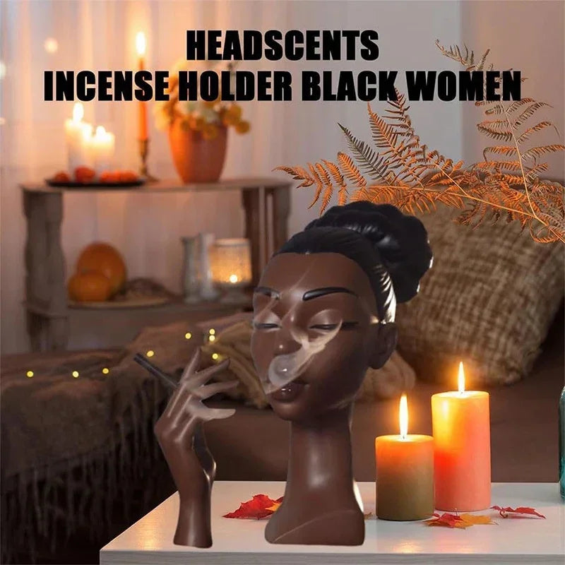 Black Woman Sculpture Aromatherapy Incense Burner | Resin Art