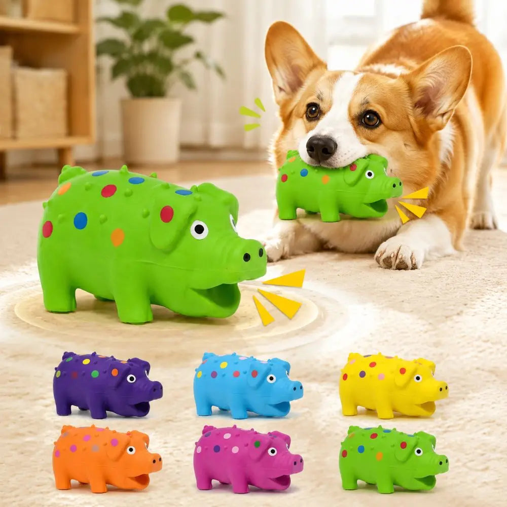 Squeaky Pig Dog Toy – 4" Soft Latex Chew Toy for Dogs