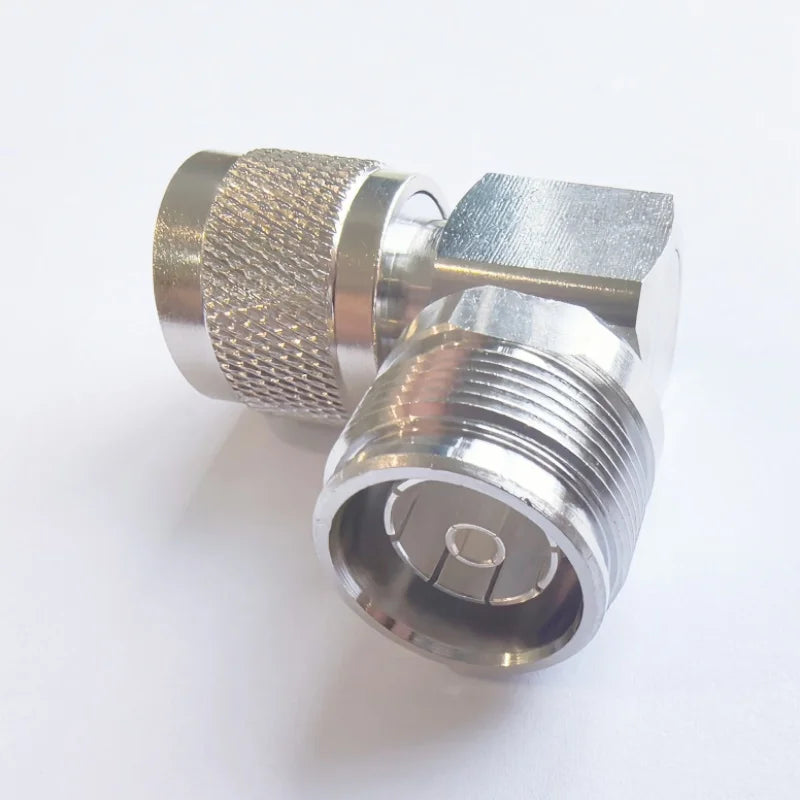 Mini DIN 4.3-10 Female to N Male 90° Right Angle Coax Adapter