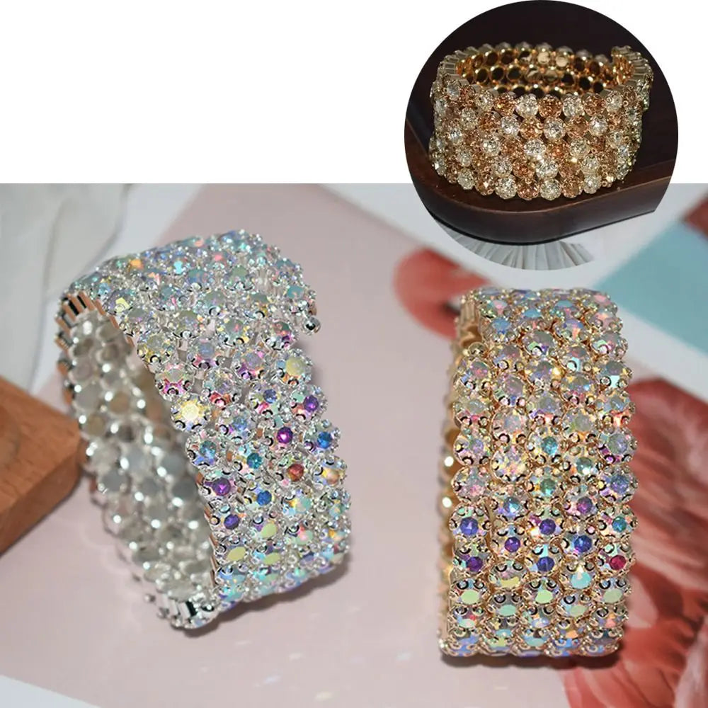 Crystal Rhinestone Bridal Bracelet – 3 & 5 Row Wedding Cuff