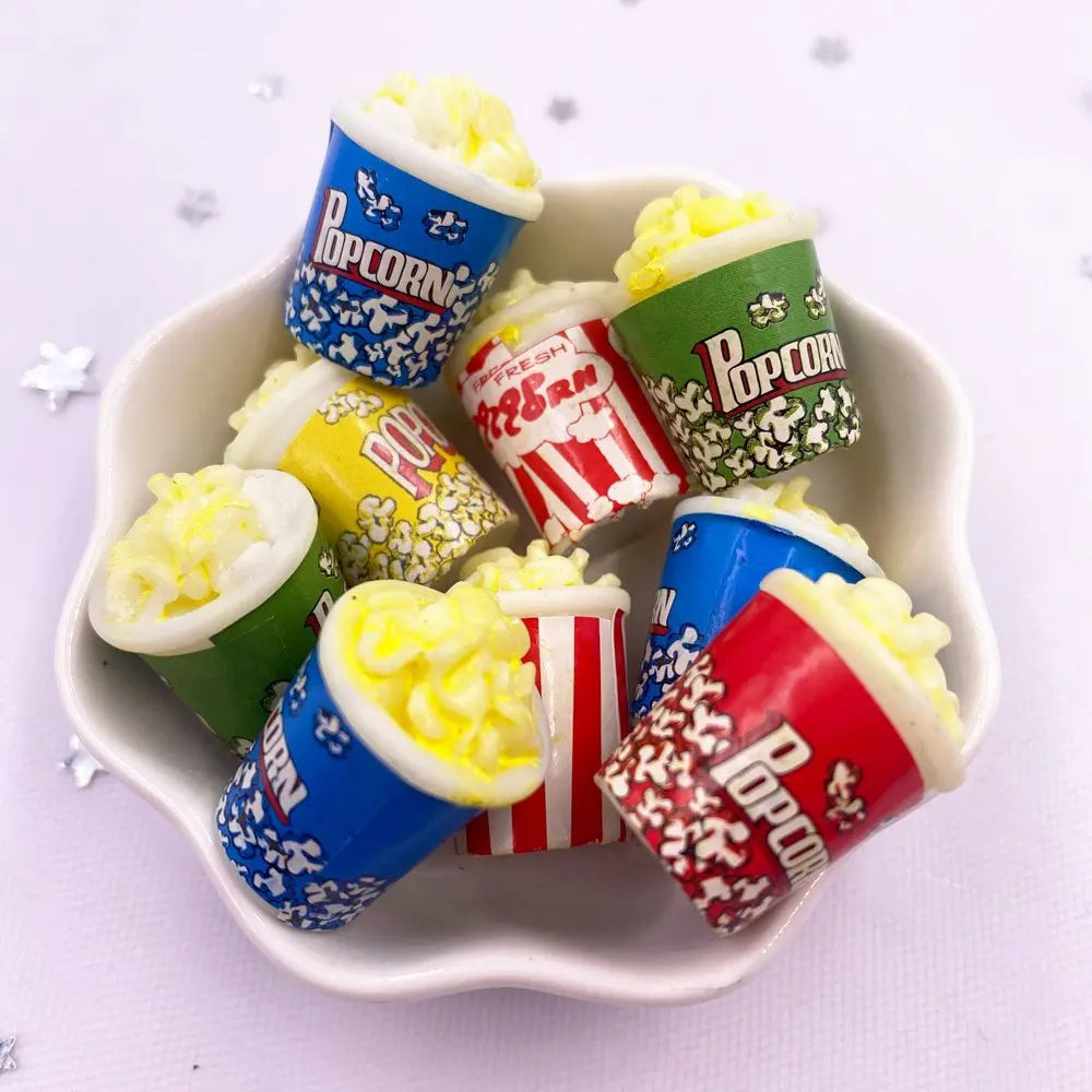 10-Piece 3D Resin Popcorn Flatback Cabochons for DIY Crafts