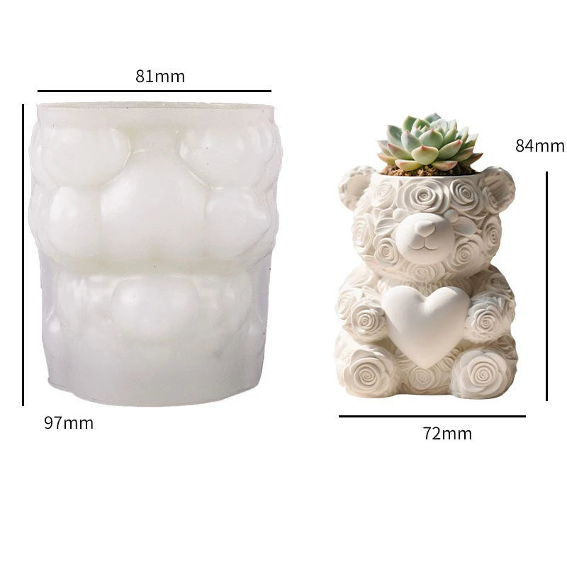 Love Bear Silicone Mold – Candle Cup, Flower Pot & Gypsum
